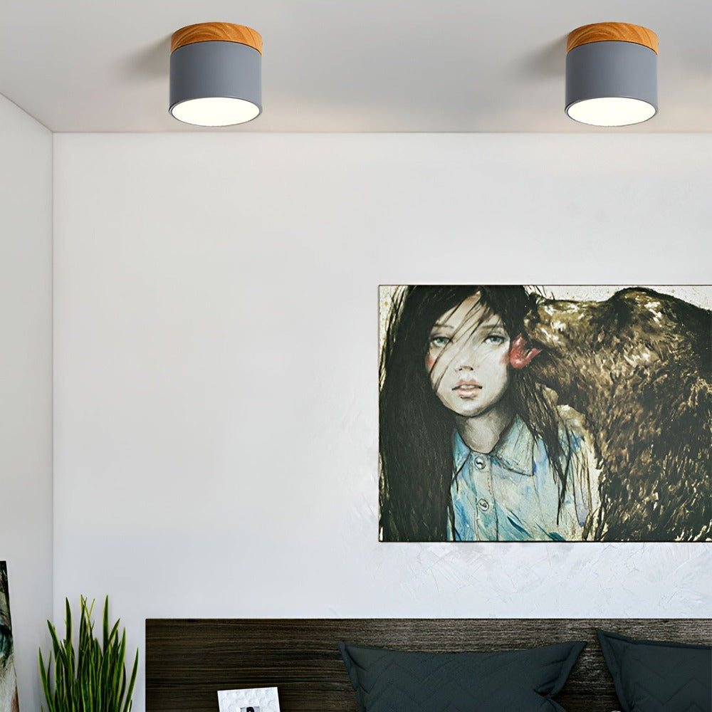 PastelGlow Cylinderlampa - Vintage Flush Mount Taklampa