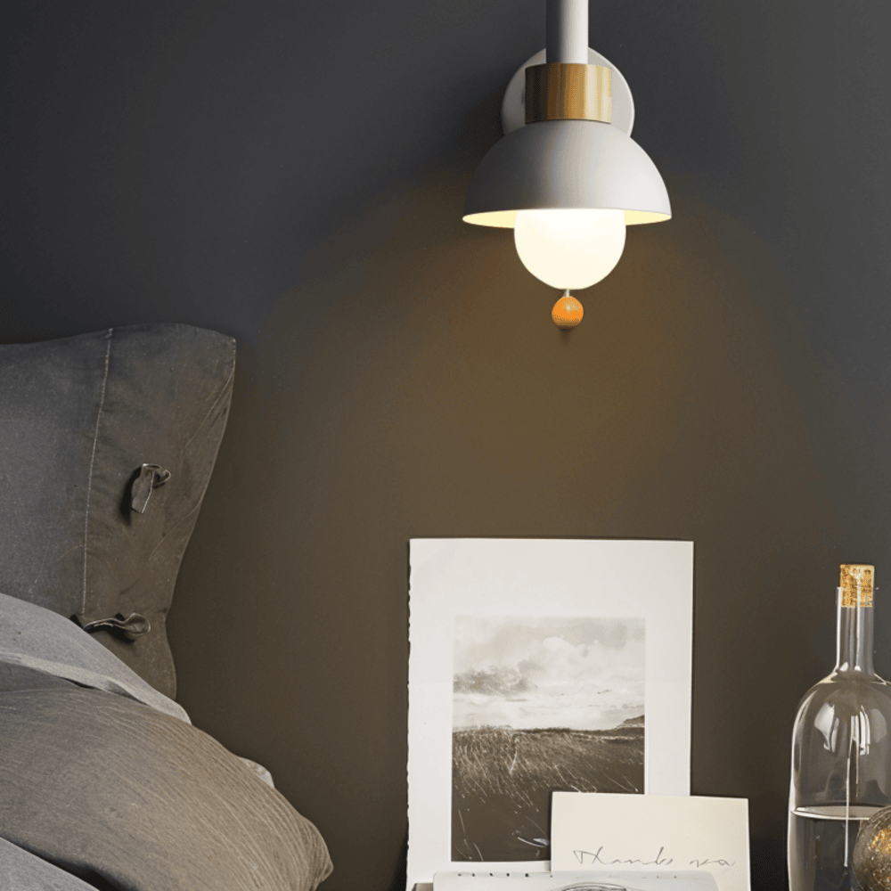 PastelPop Vägglampa - Wood Macaron Vägglampa i Järn med Dragströmbrytare