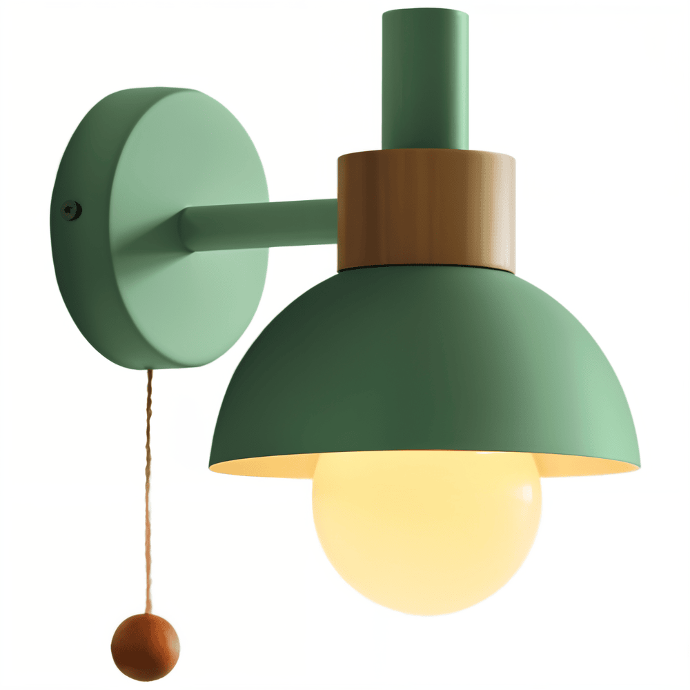 PastelPop Vägglampa - Wood Macaron Vägglampa i Järn med Dragströmbrytare