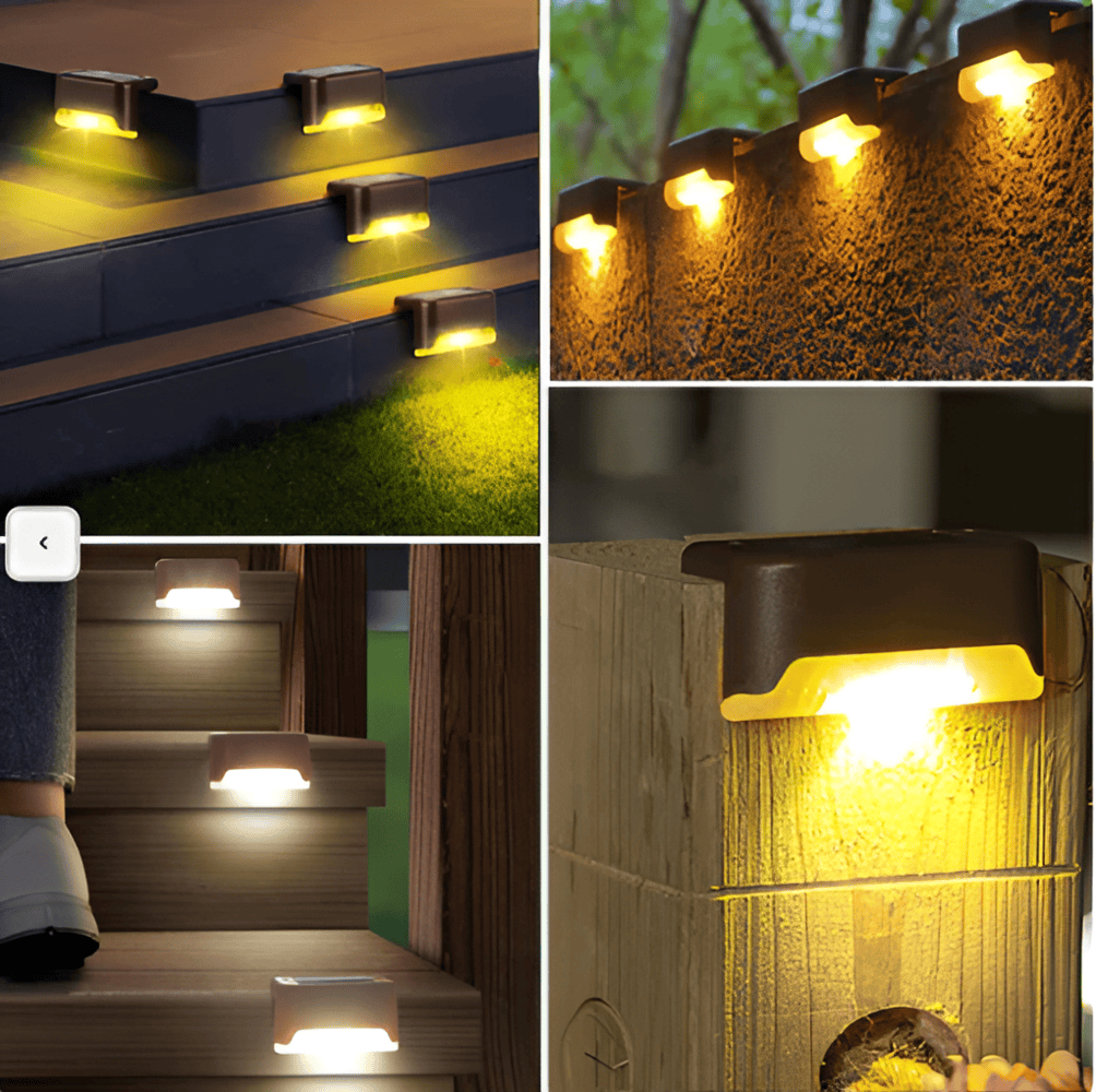 PathStep Lights - 2/4/8 pack LED-Solcellsbelysning för Trappor - Vattentät Vägglampa för Utomhusbruk