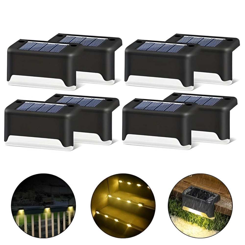 PathStep Lights - 2/4/8 pack LED-Solcellsbelysning för Trappor - Vattentät Vägglampa för Utomhusbruk