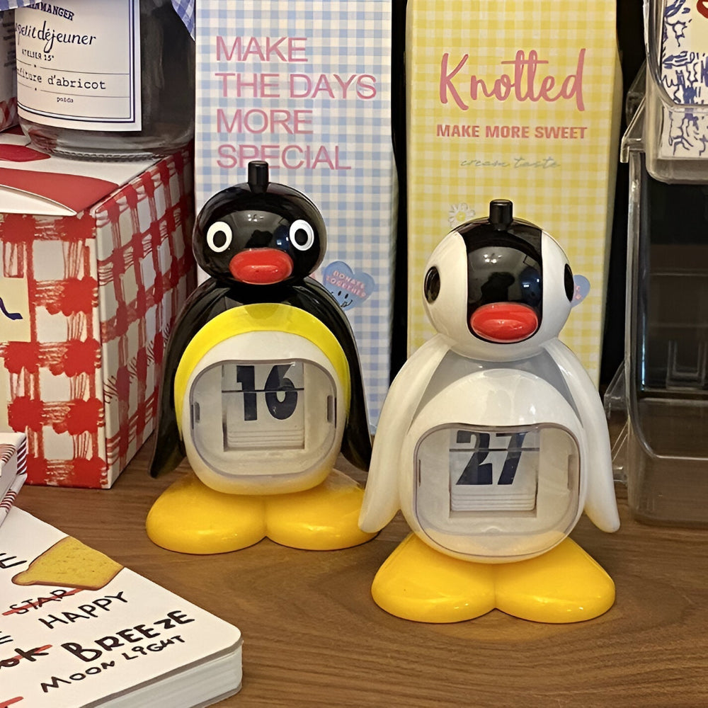 B/W Hue Penguin Kalender - Charmig Borddekoration och Funktionell Datums Tracker