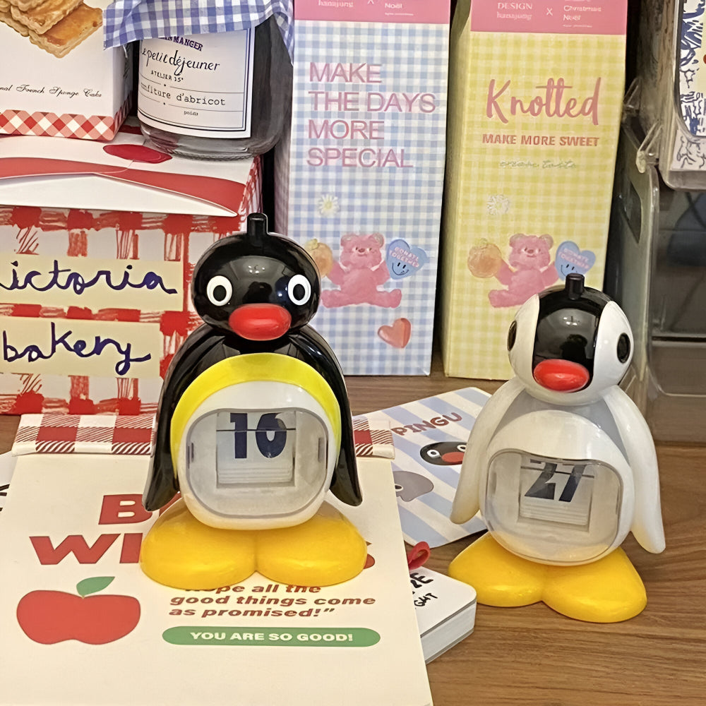 B/W Hue Penguin Kalender - Charmig Borddekoration och Funktionell Datums Tracker