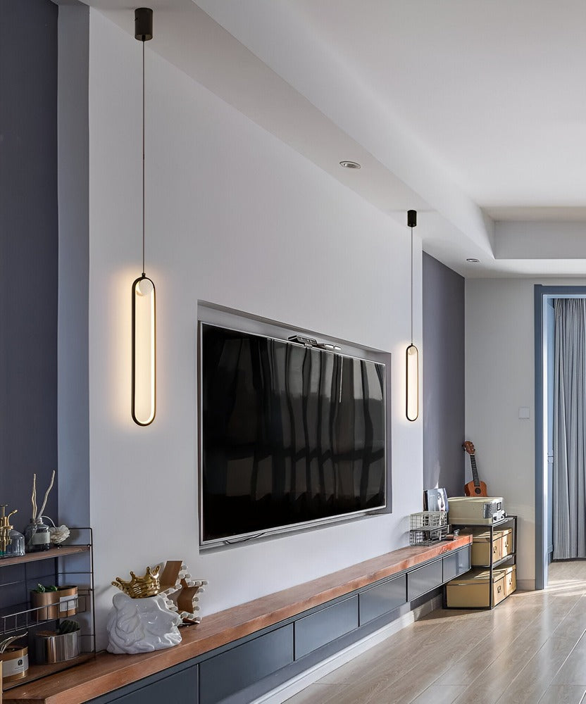 PinOval Taklampa - Svart Aluminium, Långsträckt LED-Hänglampa