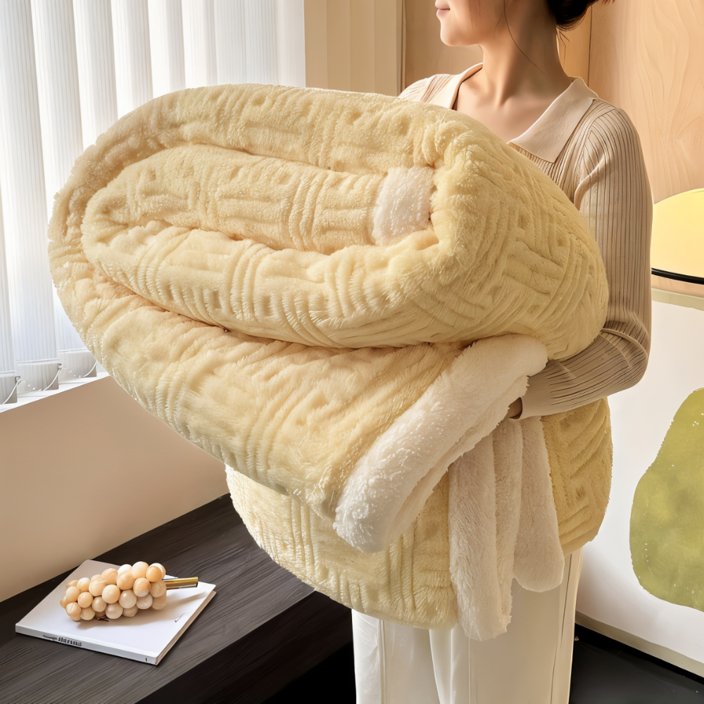 Plush Dubbelsidig Pläd - Geometriskt Mönstrad Fluffy Fleecefilt
