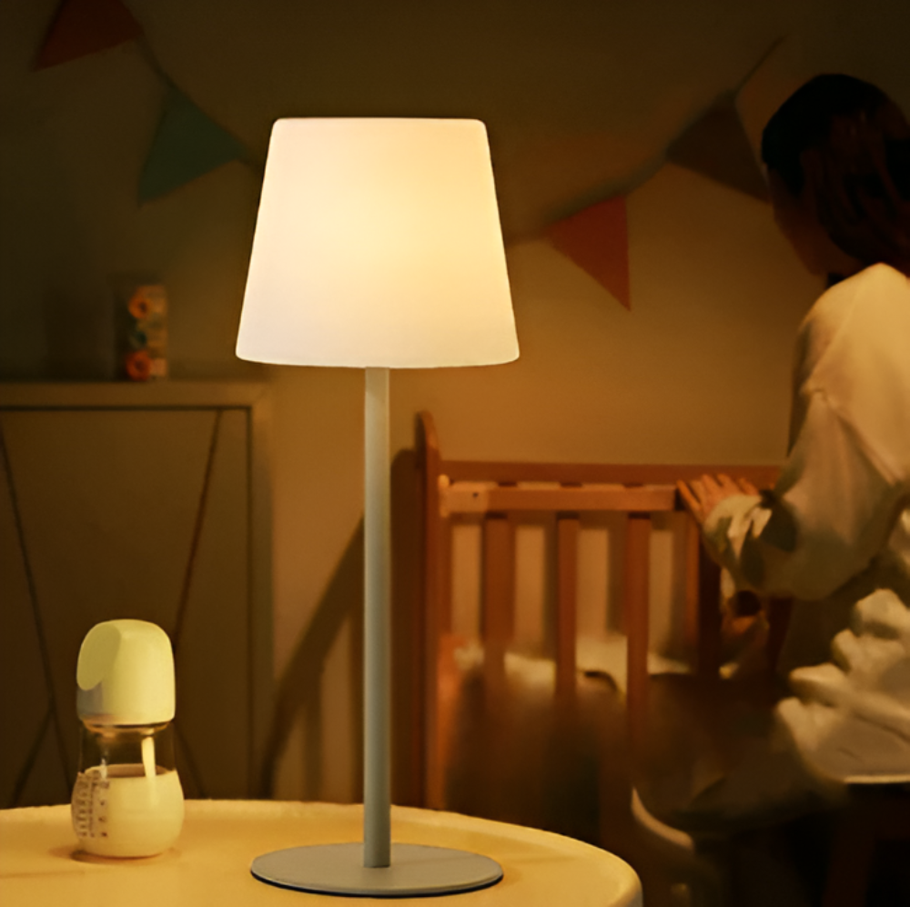 PortaGlim Bordslampa - Minimalistisk USB-Drevna Liten LED Nattljus