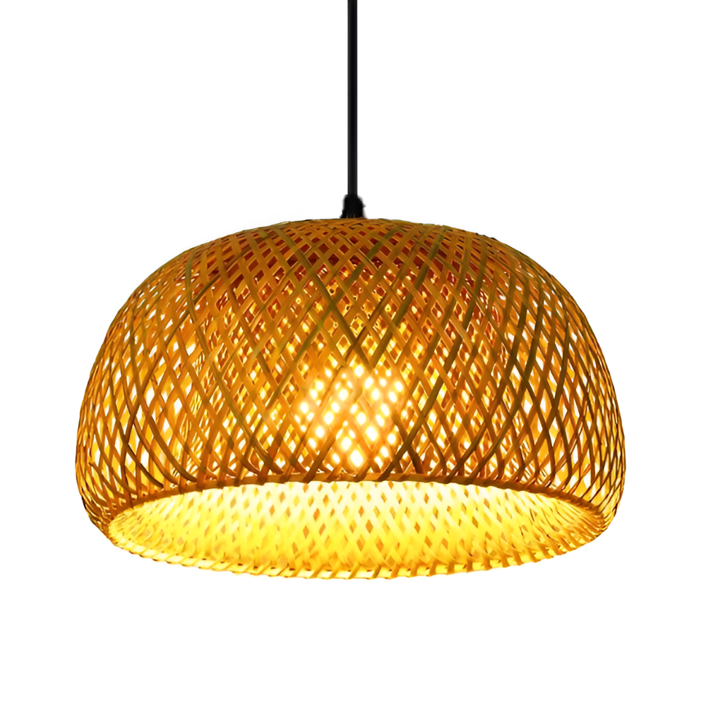 Ästetisk Kuppel Rattan Pendellampa - Handflätad Bambus Wicker Hänglampa