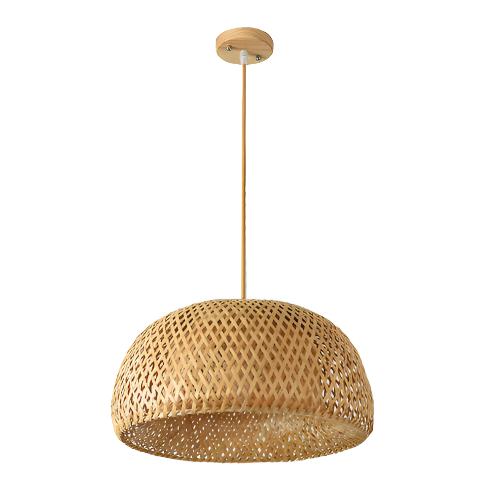 Ästetisk Kuppel Rattan Pendellampa - Handflätad Bambus Wicker Hänglampa