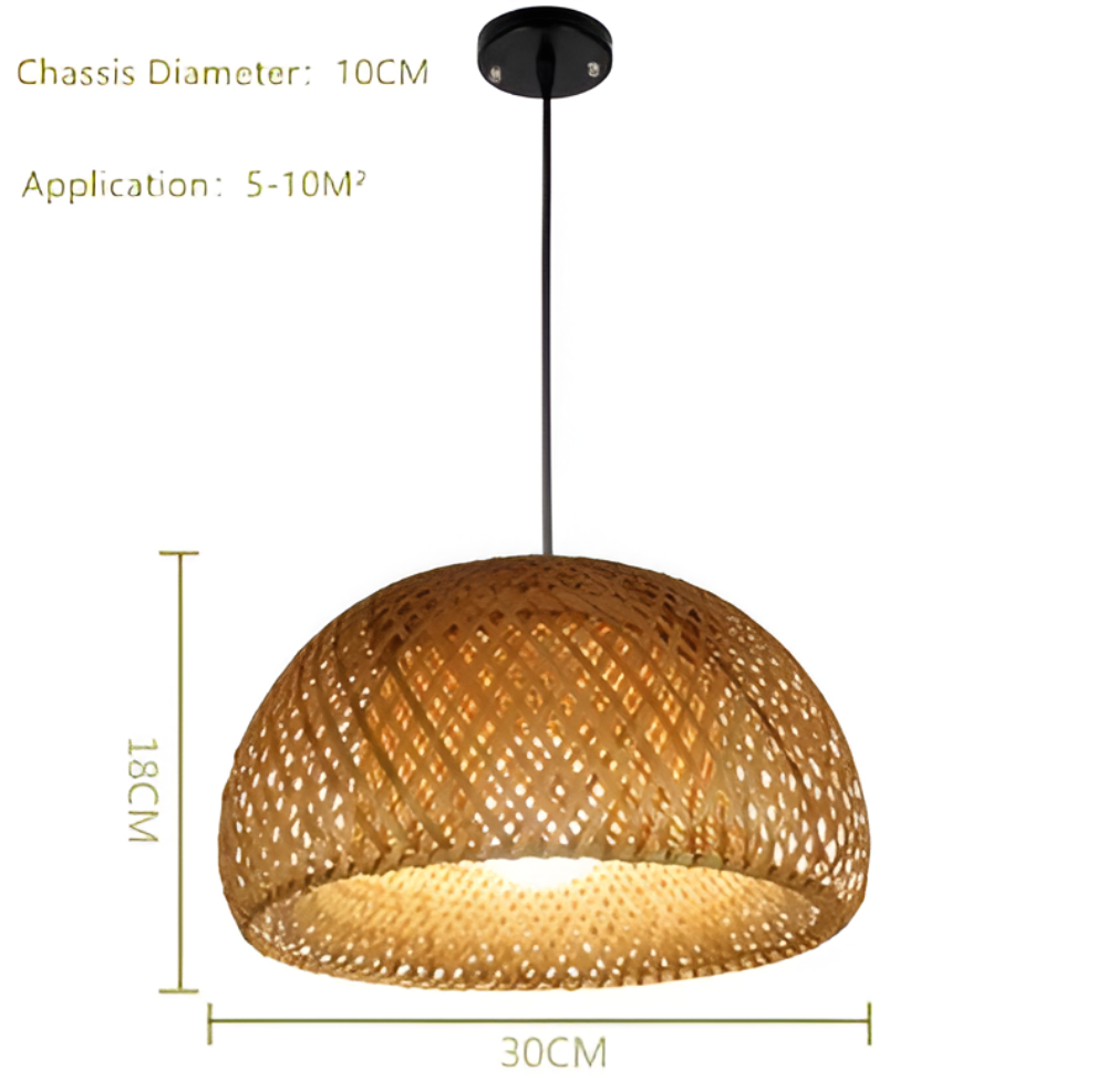 Ästetisk Kuppel Rattan Pendellampa - Handflätad Bambus Wicker Hänglampa