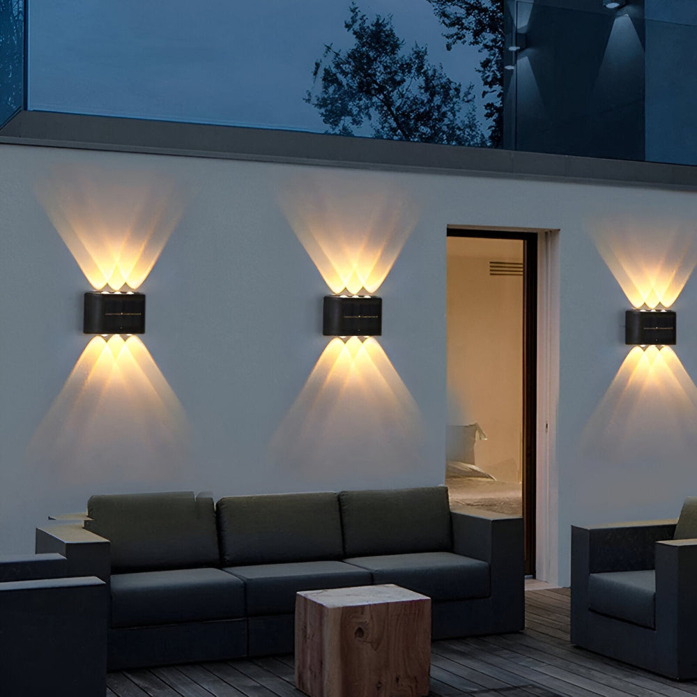 RectaSolaria Vägglampa - 2/4 stycken IP65 Vattentät 6LED Solarlampa Trädgård - Upp och Ner Utomhusbelysning