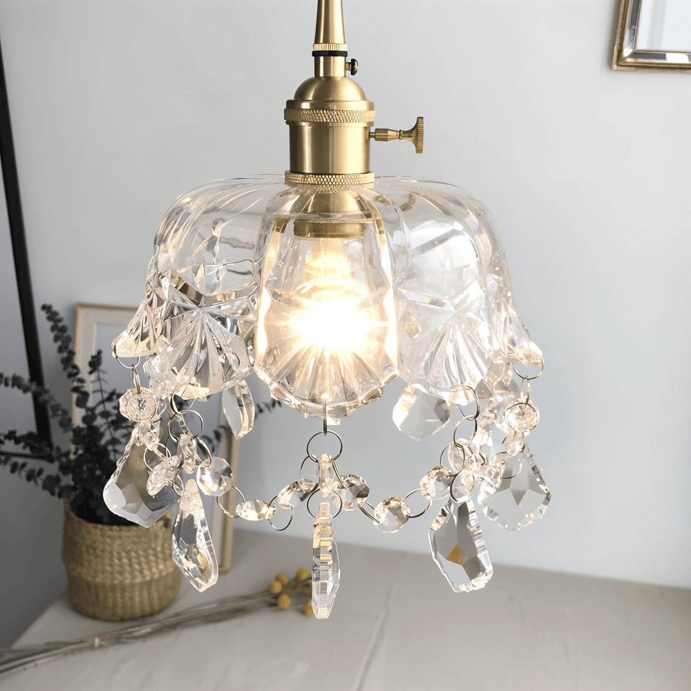 Retro Chime Ljuskrona - Lyxiga kristallglas Pendel Lampskärm