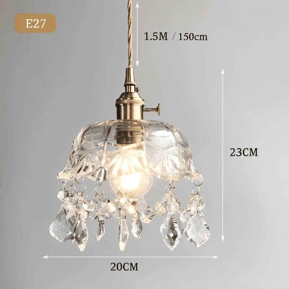 Retro Chime Ljuskrona - Lyxiga kristallglas Pendel Lampskärm