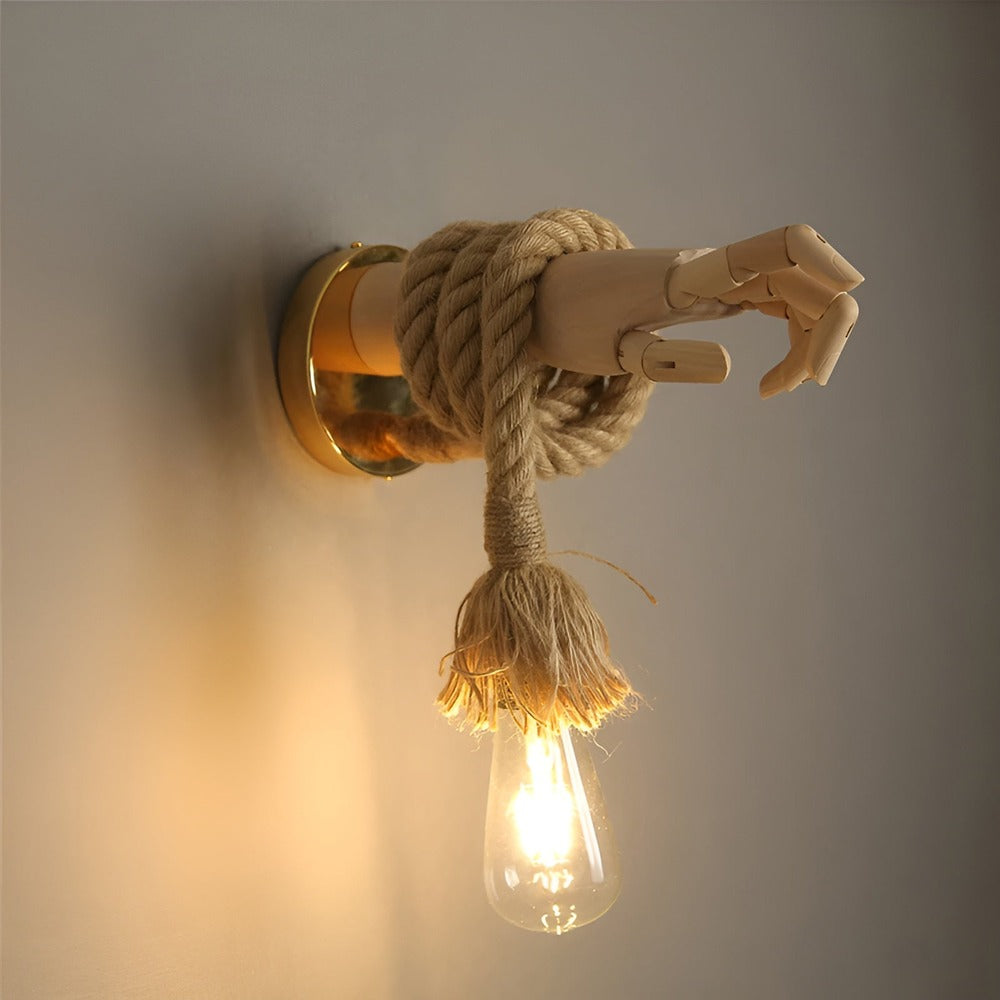 RetroHand Lamp - Handgjord Vägglampa med Hamparep för en Tidlös Touch