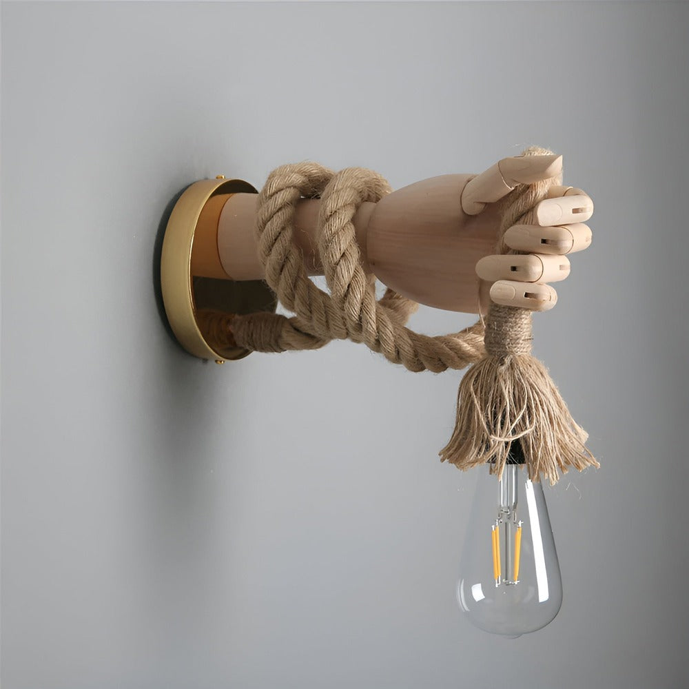 RetroHand Lamp - Handgjord Vägglampa med Hamparep för en Tidlös Touch