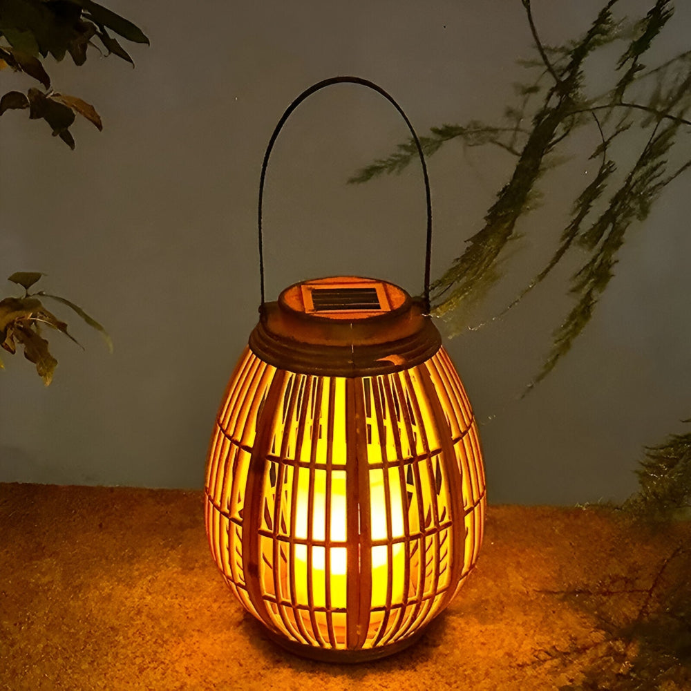 Rotin Solarlampa för Dekorativ Balkong- och Trädgårdsbelysning