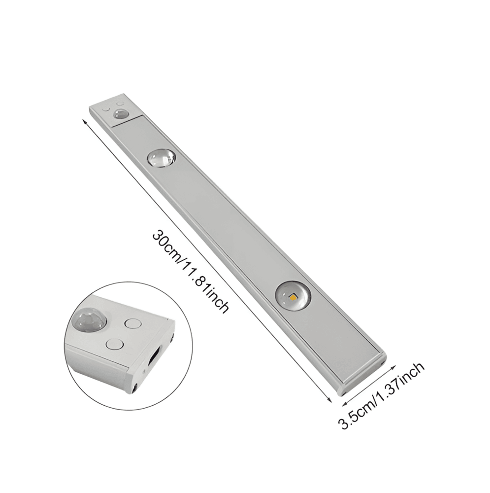SensoBeam LED Strip - Ultratunn, USB-laddningsbar vägglampa i Aluminium med PIR-sensor