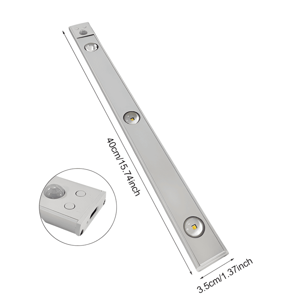 SensoBeam LED Strip - Ultratunn, USB-laddningsbar vägglampa i Aluminium med PIR-sensor
