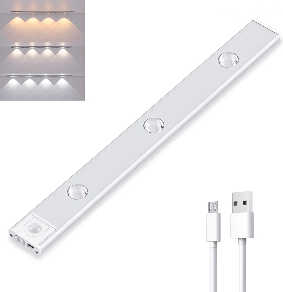 SensoBeam LED Strip - Ultratunn, USB-laddningsbar vägglampa i Aluminium med PIR-sensor