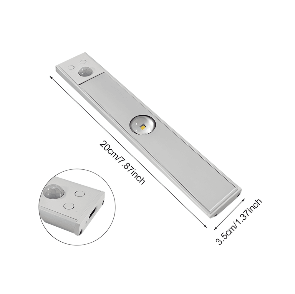 SensoBeam LED Strip - Ultratunn, USB-laddningsbar vägglampa i Aluminium med PIR-sensor