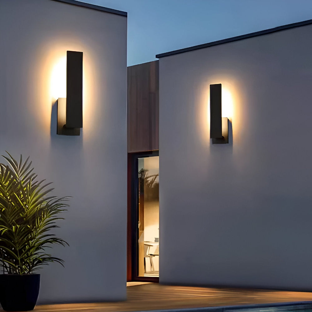 SimpliBlack Vägglampa - Vattentålig Aluminium Trädgårdsbelysning - Minimalistisk Vägglampa för Utomhusbruk