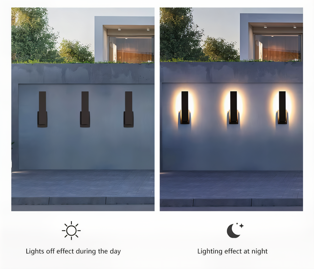 SimpliBlack Vägglampa - Vattentålig Aluminium Trädgårdsbelysning - Minimalistisk Vägglampa för Utomhusbruk