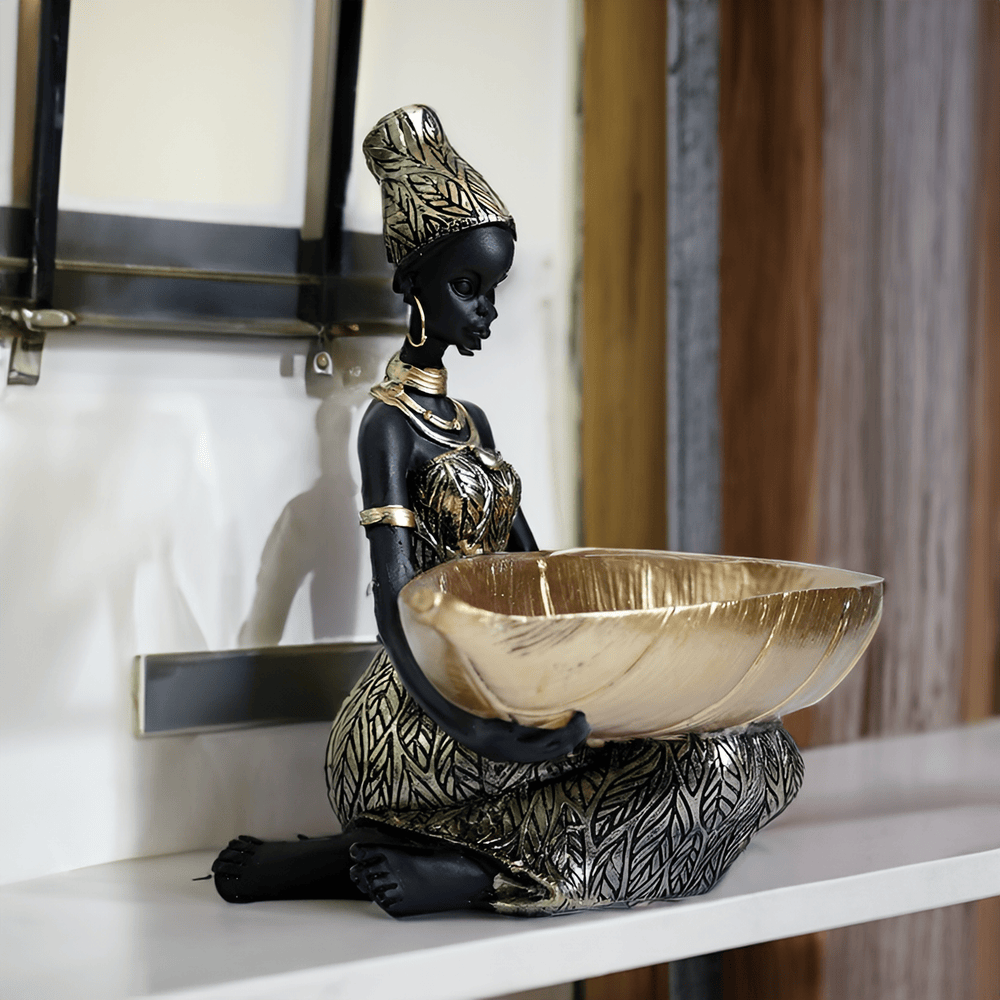 SmartArt - Stilvolle Exotische Schwarze Frau Skulptur & Schlüssel Organizer