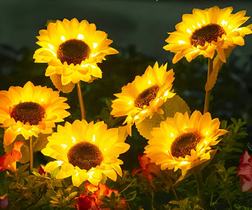 SunieBloom - IP65 Väderbeständig Realistisk Solros Trädgårdsbelysning - LED Solarlampa Trädgård