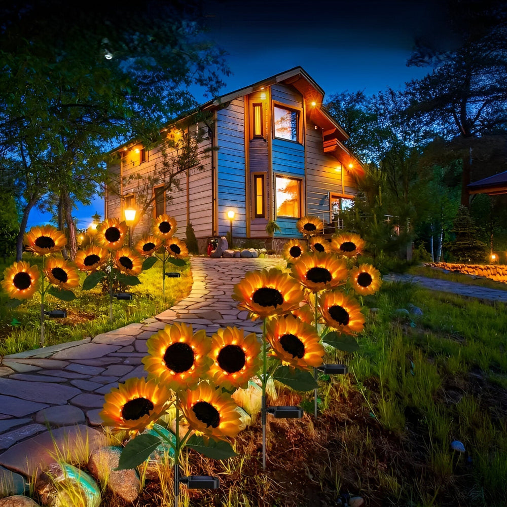 SunieBloom - IP65 Väderbeständig Realistisk Solros Trädgårdsbelysning - LED Solarlampa Trädgård