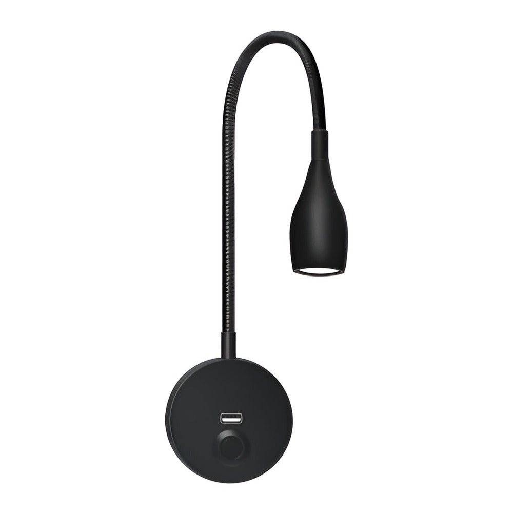 TouchGlow - 2-i-1 Vägglampa med Svanhals och USB-Laddare för Mysiga Läskvällar