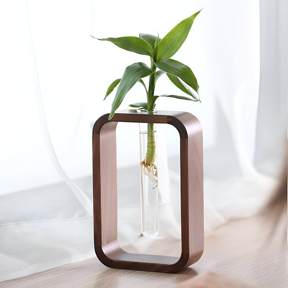 Elegant Trä- Och Glasblomkruka | Idealisk Dekorativ Planterare för Trädgårdsälskare