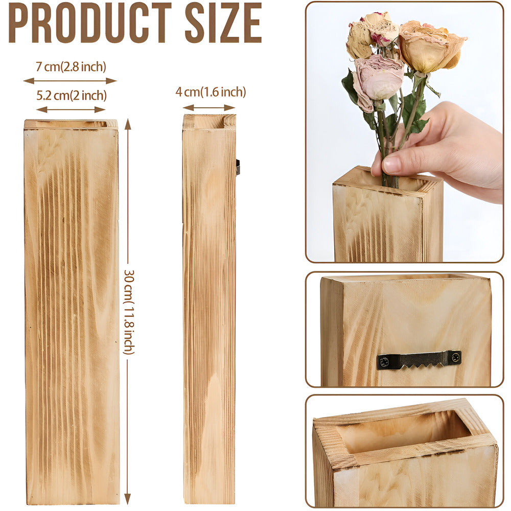 Träväggvas - Rektangulär växtställning i trä - 30 cm