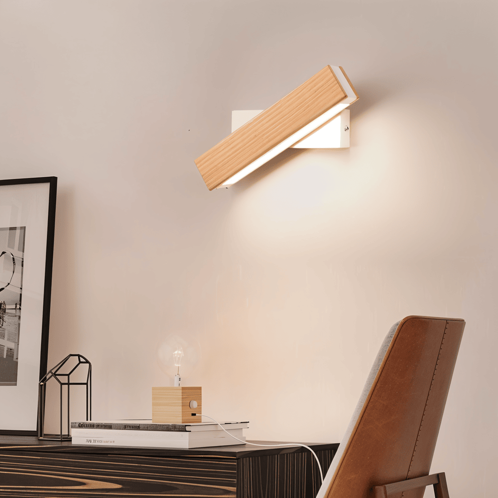 Twisted Vägglampa - 360° Rektangulär LED-Vägglampa av Trä