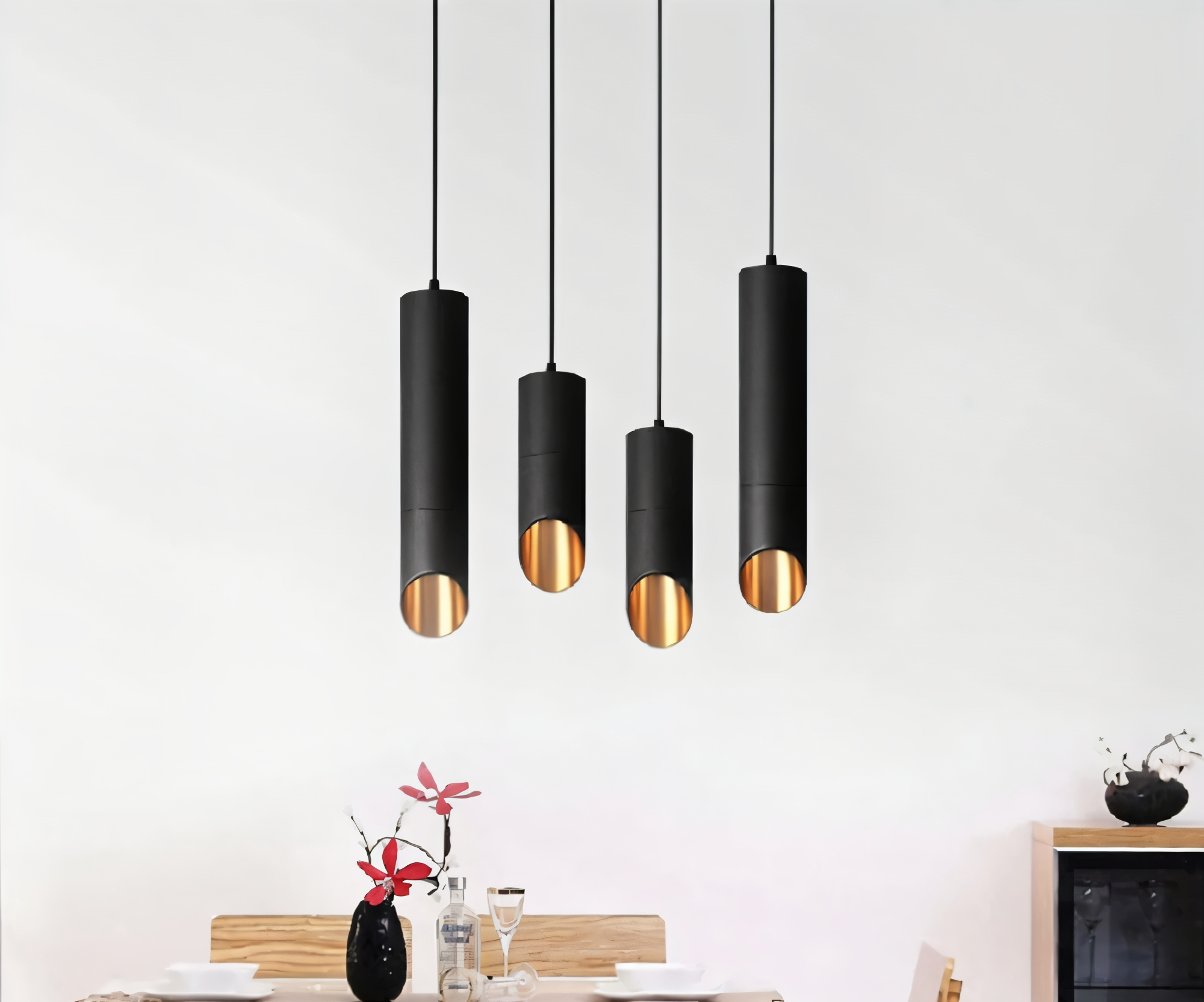 Uniqlux Tube Taklampa - Modern LED-Pendellampa i Svart/Vit Aluminium