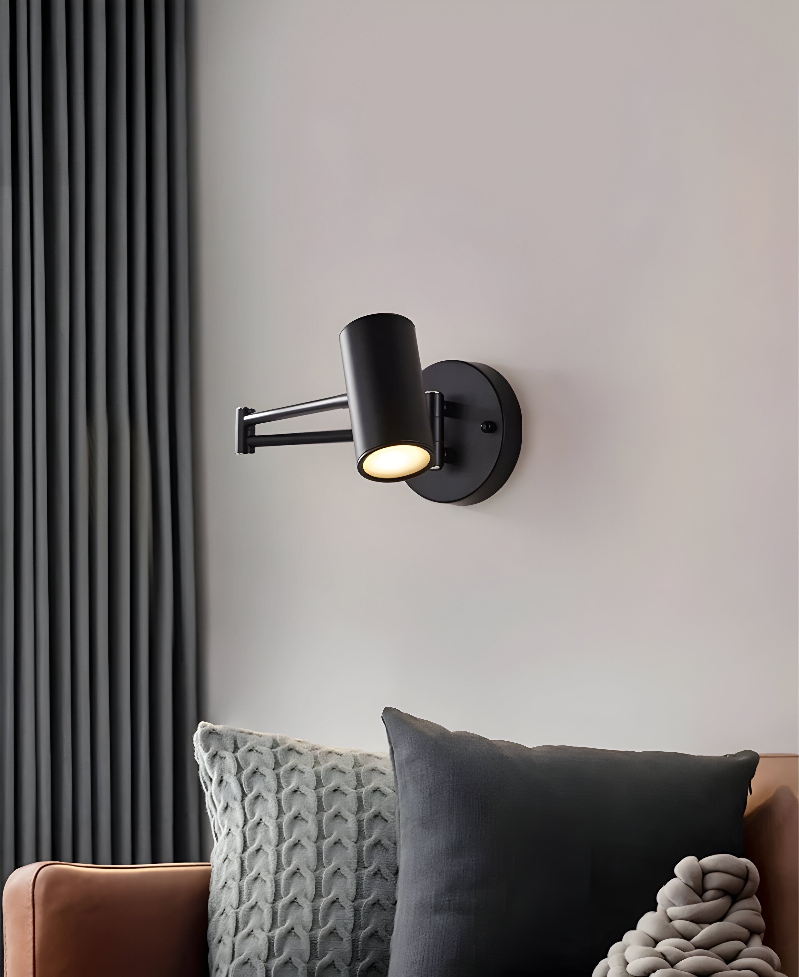 Vägglampa med Justerbar arm - Flexibel Vägglampa i guld och Svart - Vägglampa för Sovrum