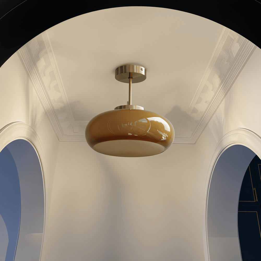 Klassisk Gul Vintage Taklampa - Retro Taklampor för Halv Infälld Montering