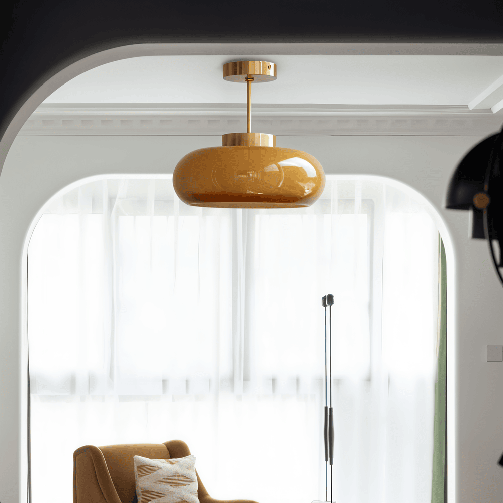 Klassisk Gul Vintage Taklampa - Retro Taklampor för Halv Infälld Montering