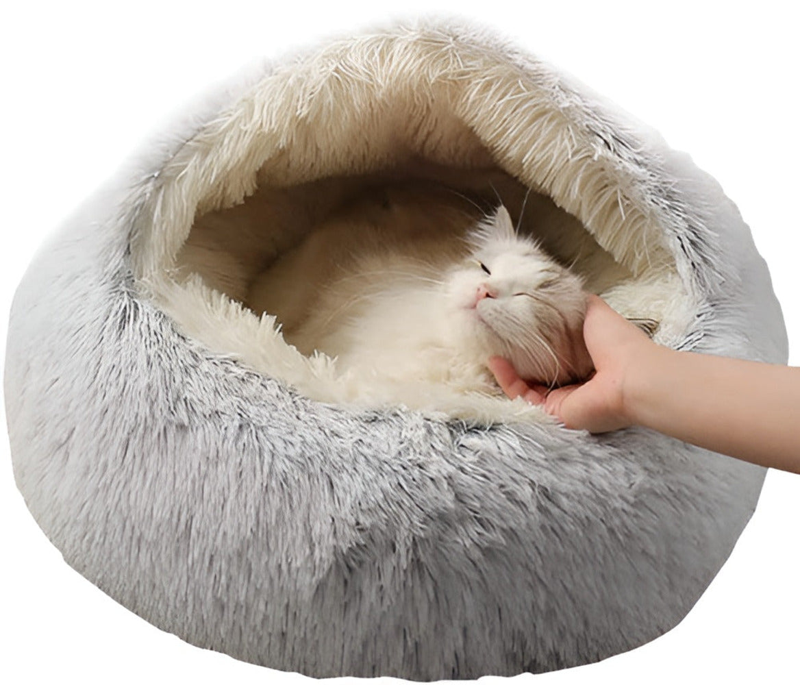 WarmPaws - 2-i-1 Varm Och Mysig Rund Bädd För Små Hundar Och Katter