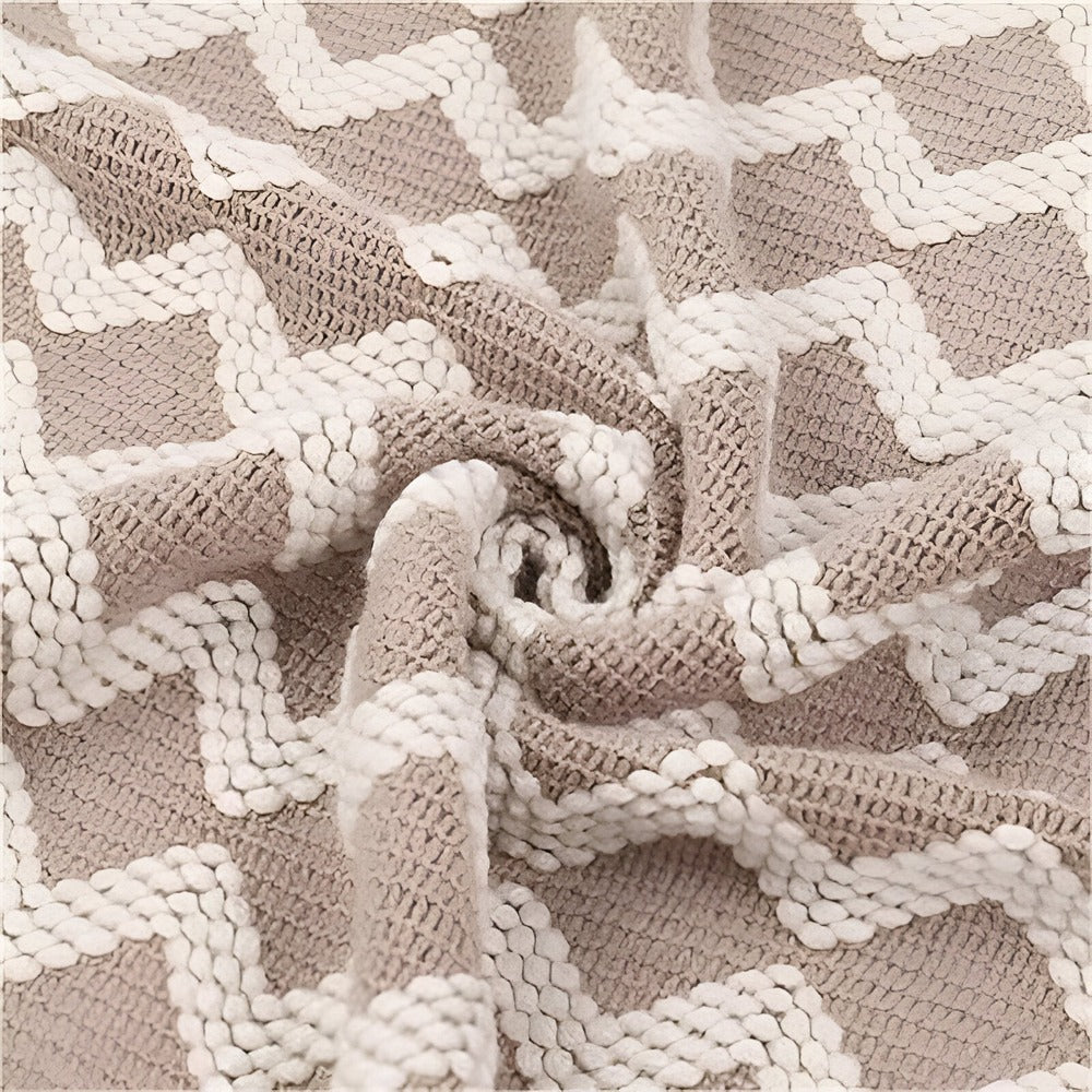 Wavi Plaid - Bohemisk Mysig Geometrisk Stickad Fleece Filt