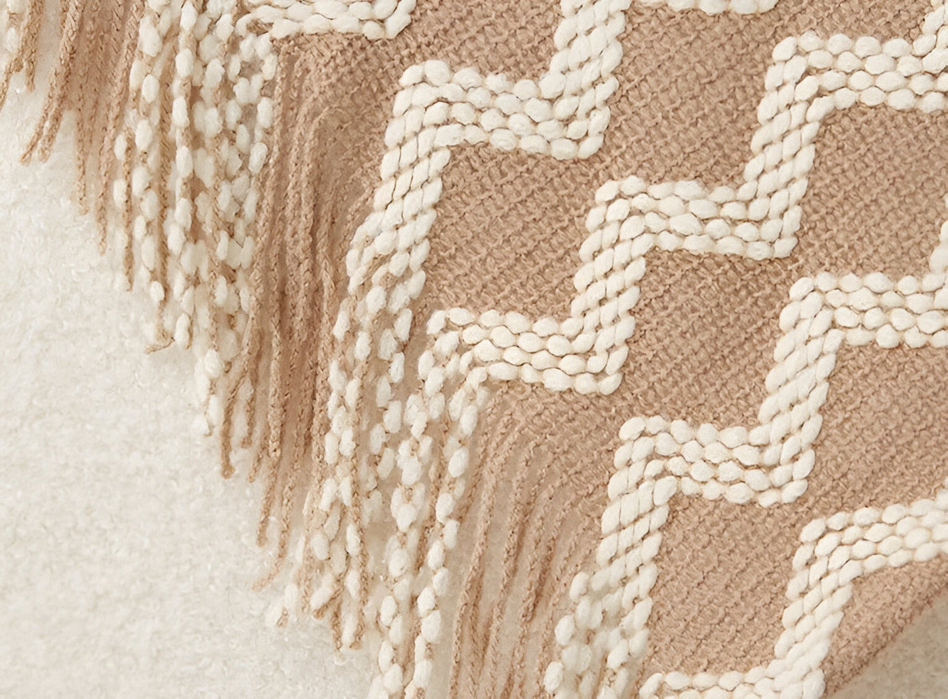 Wavi Plaid - Bohemisk Mysig Geometrisk Stickad Fleece Filt