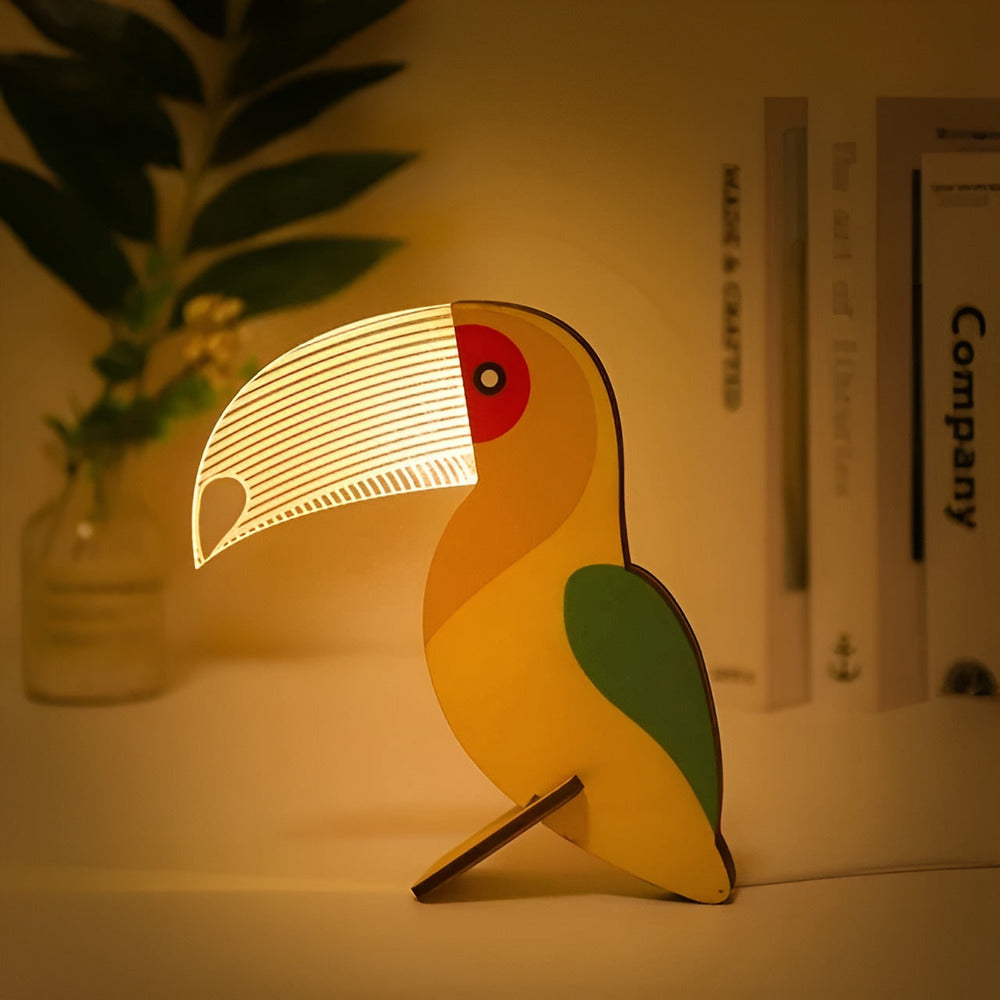 Wildlife lampa - TrÀ Akryl Djur Bordslampa LED Nattlampa