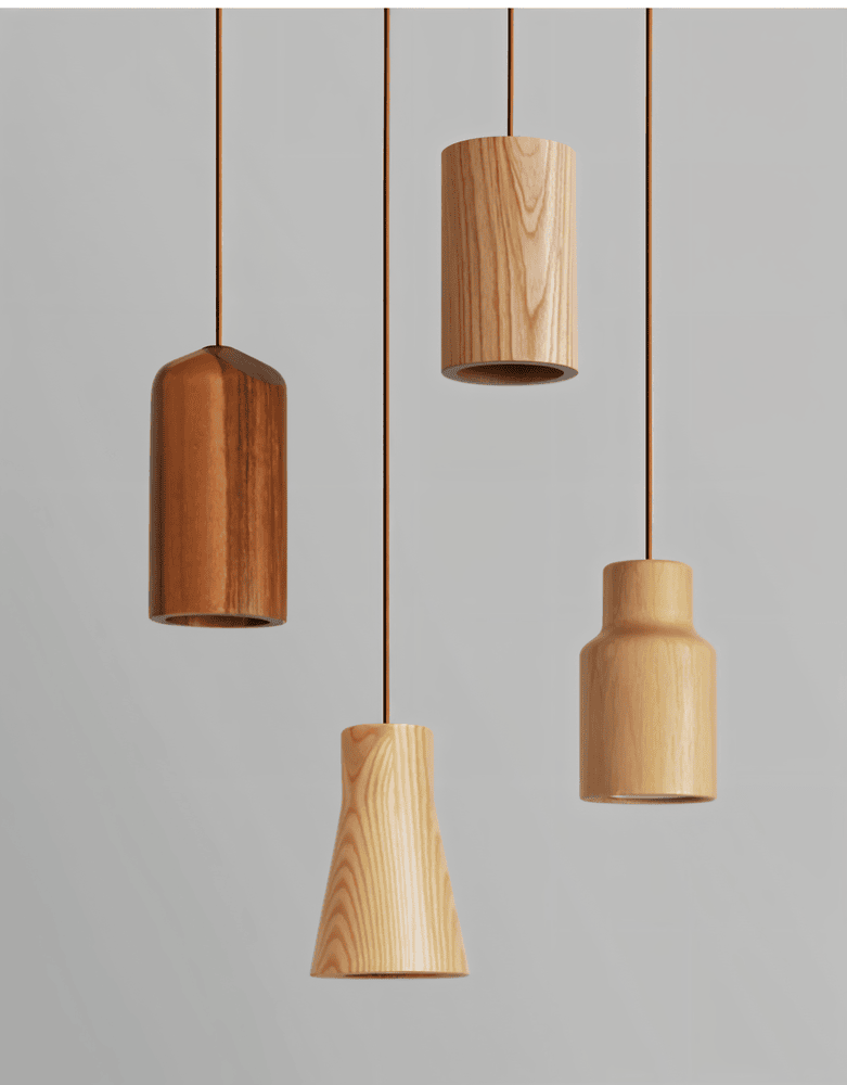 WoodTube Pendellampa -Ash Hängande Cylinderlampa av Akaciaträ