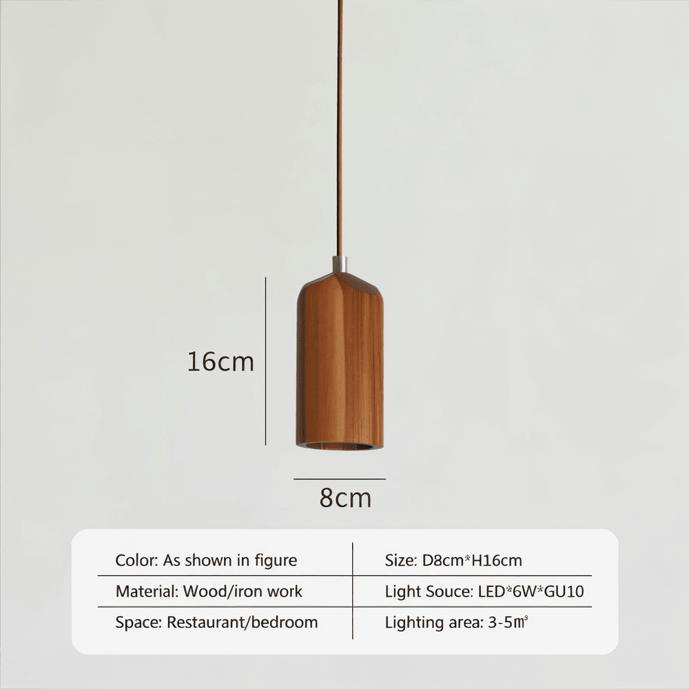 WoodTube Pendellampa -Ash Hängande Cylinderlampa av Akaciaträ