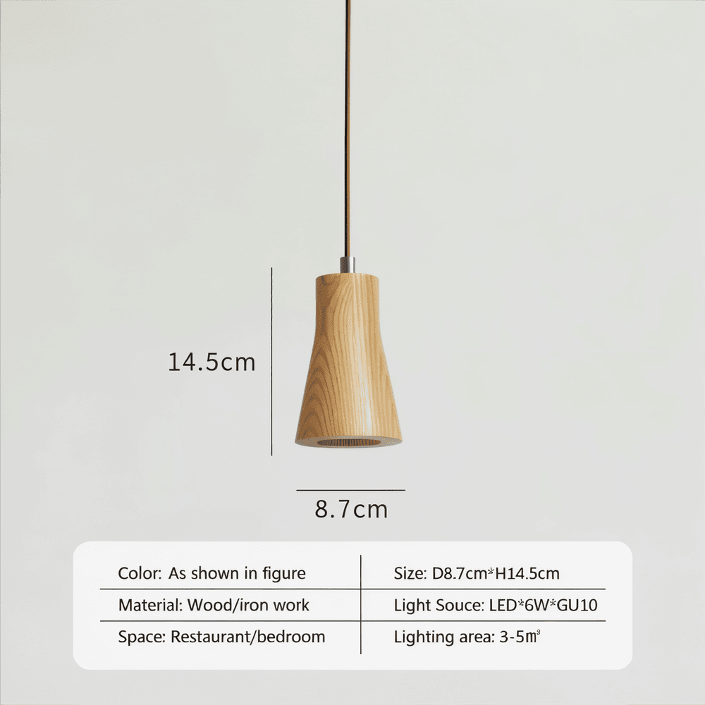 WoodTube Pendellampa -Ash Hängande Cylinderlampa av Akaciaträ
