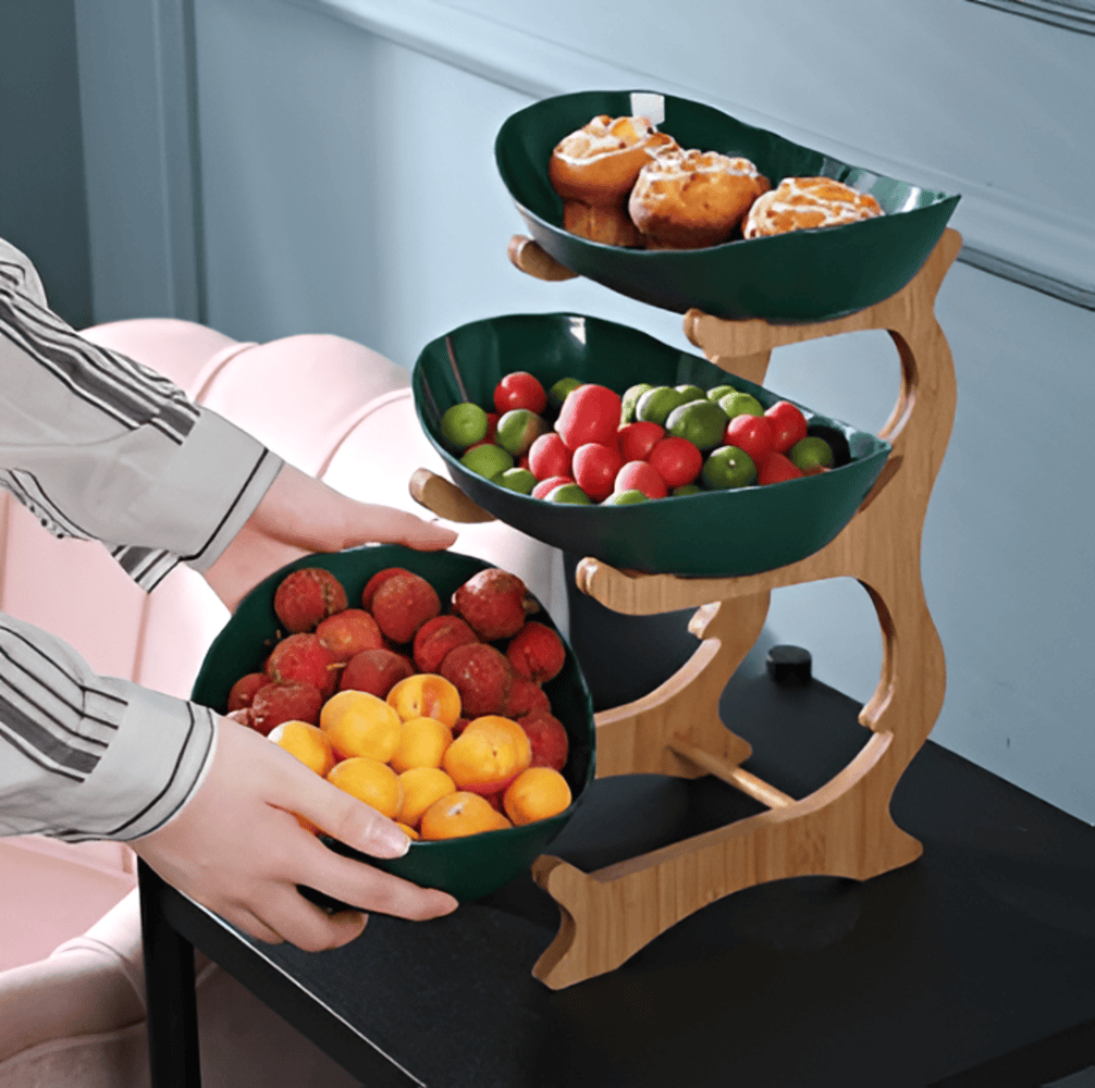 Flerskiktad Fruktskål i Trä - Modern Fruktskål
