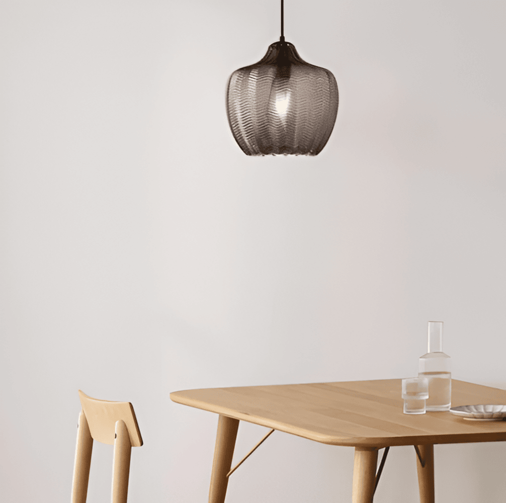ZigLume Taklampa - Hänglampa i Vintage Svart Brunt Ribbat Glas