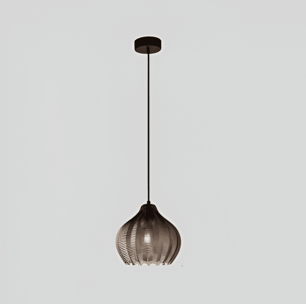 ZigLume Taklampa - Hänglampa i Vintage Svart Brunt Ribbat Glas