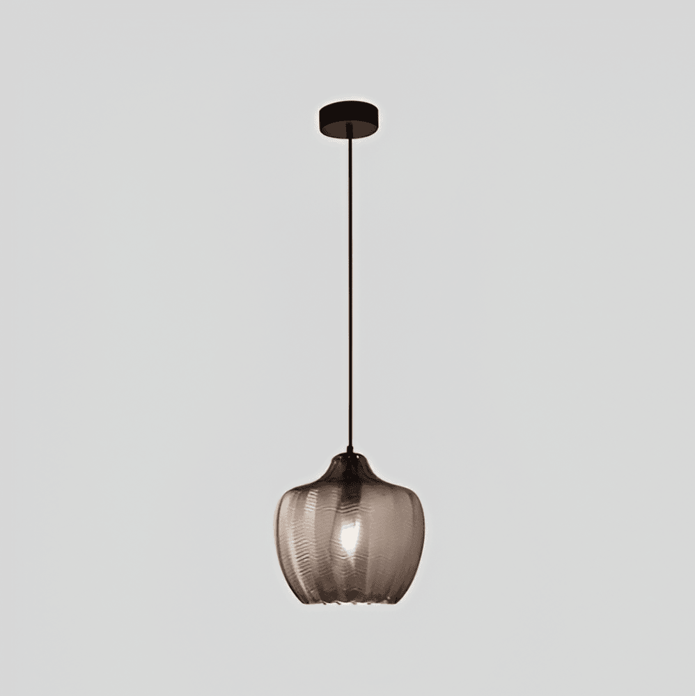 ZigLume Taklampa - Hänglampa i Vintage Svart Brunt Ribbat Glas