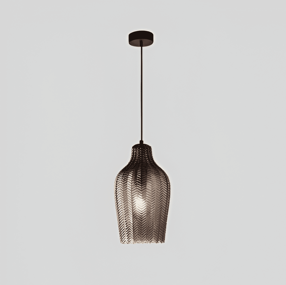 ZigLume Taklampa - Hänglampa i Vintage Svart Brunt Ribbat Glas