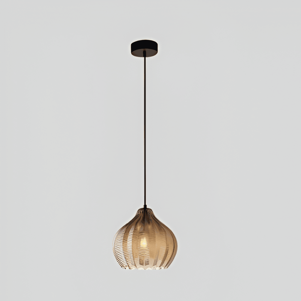 ZigLume Taklampa - Hänglampa i Vintage Svart Brunt Ribbat Glas