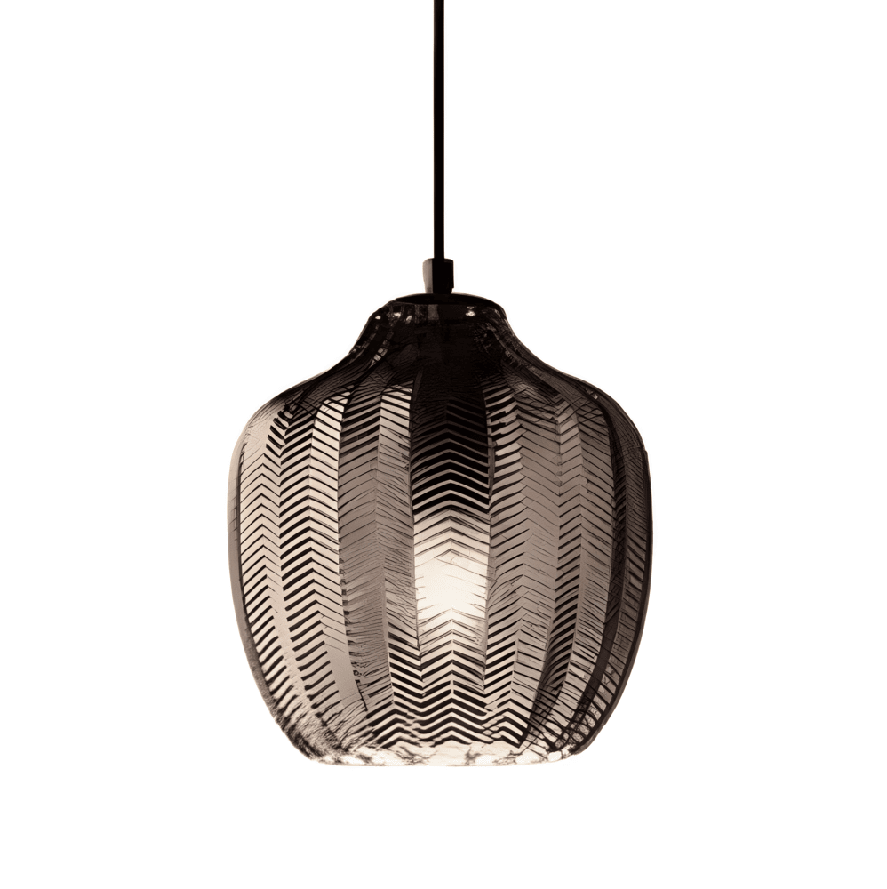 ZigLume Taklampa - Hänglampa i Vintage Svart Brunt Ribbat Glas